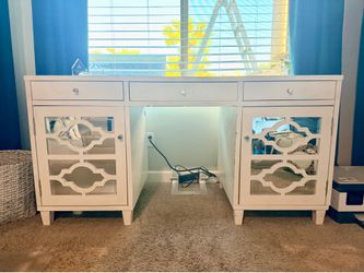 Desk - white desk with mirrors