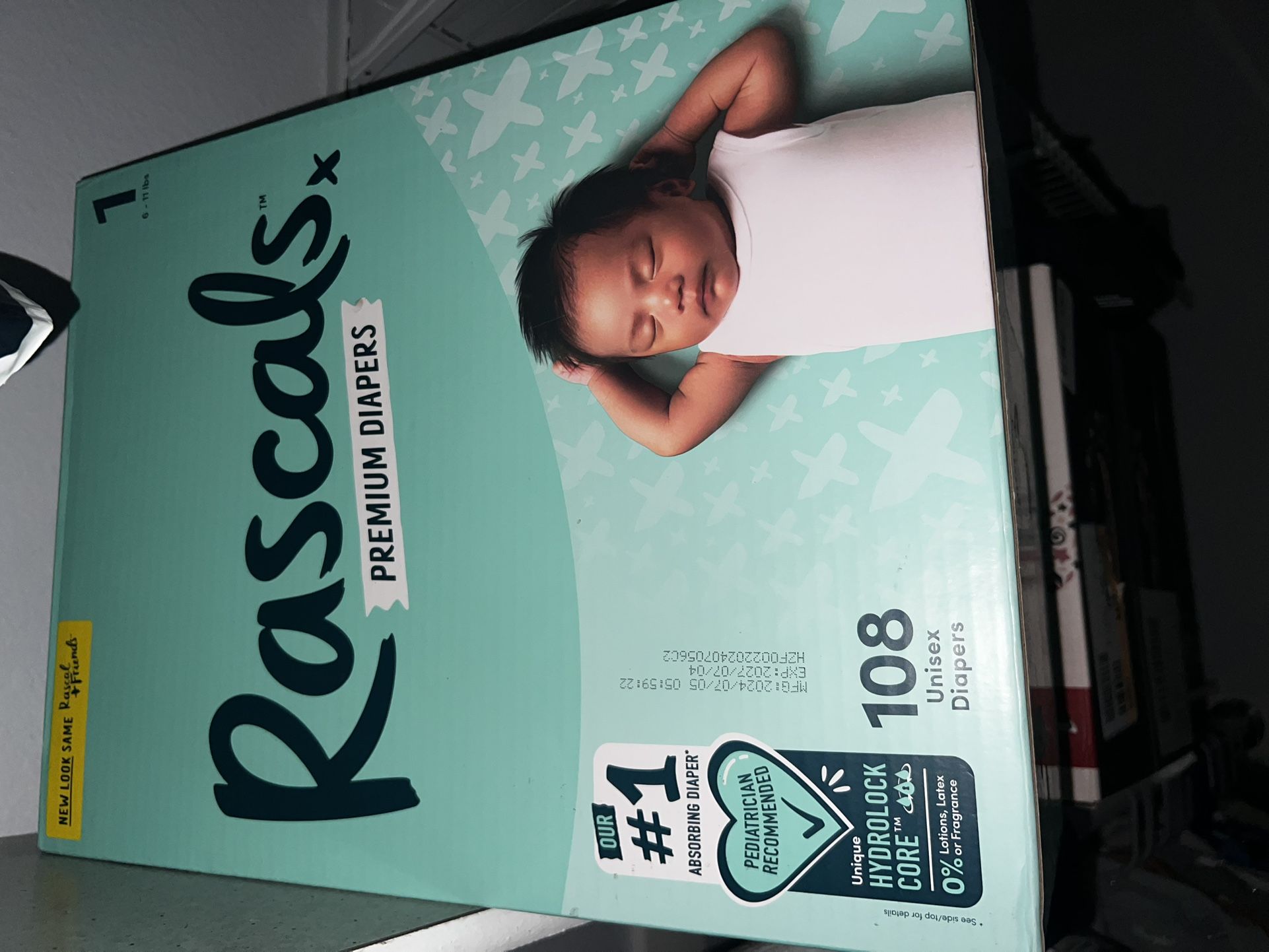 Rascal Size 1 Diapers (108 Count) 