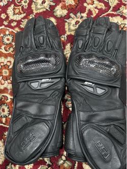 New men same black leather motorcycle gloves