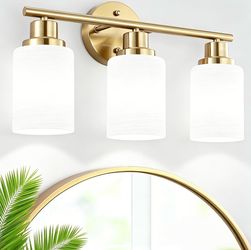 3-Light Gold Vanity Wall Light Fixture