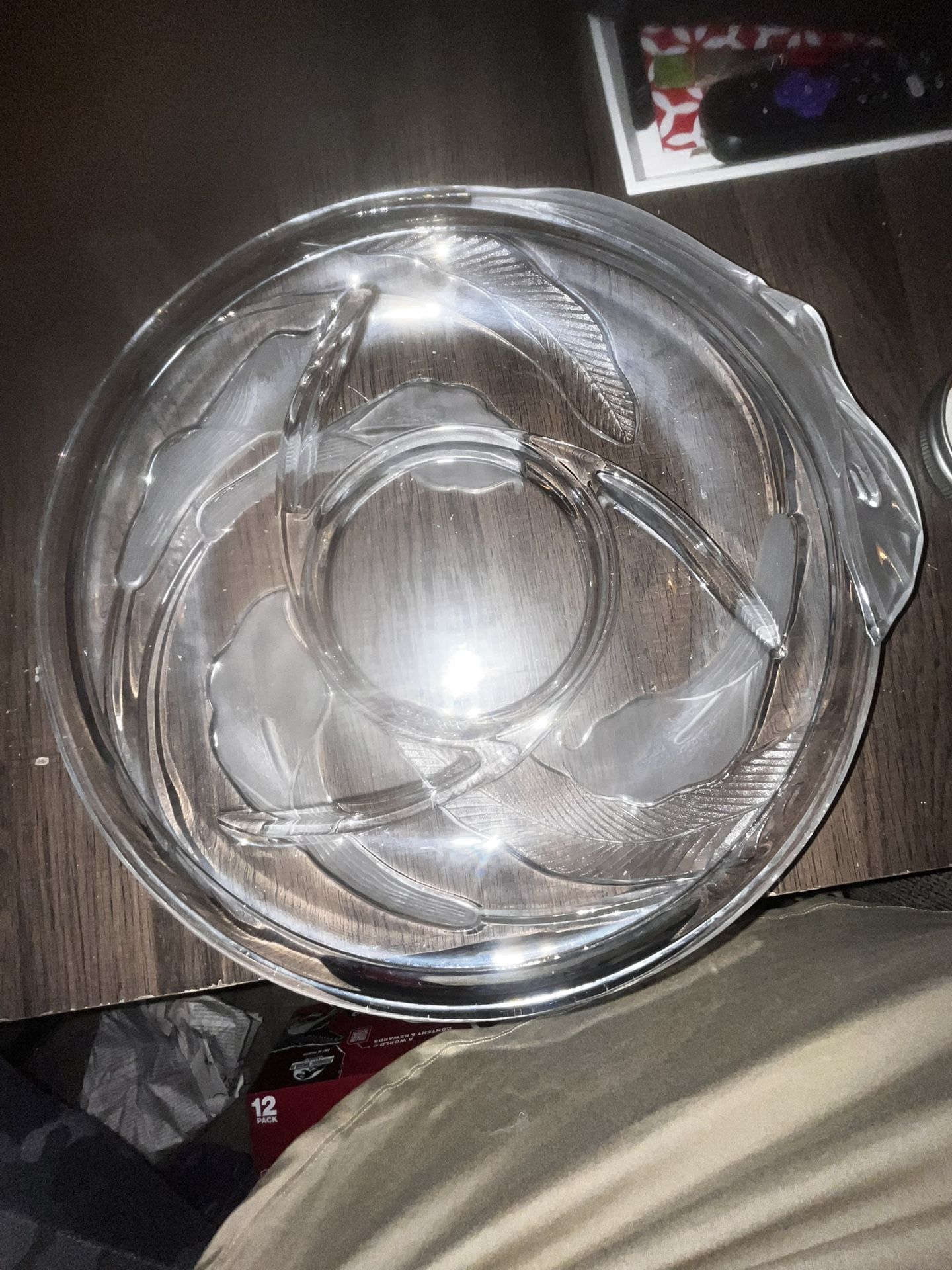 (2) Crystal Clear Studios "Fragrance" Lilies Divided Frosted Platter