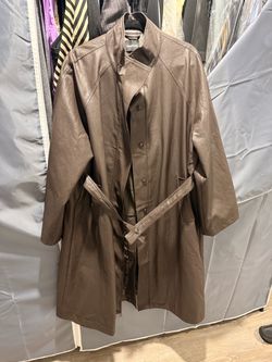 Boohoo Brown Leather Trench Coat