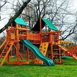 PIONEER PEAK TREEHOUSE CEDAR SWING SET W/ FORT ADD ON