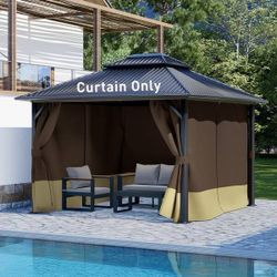 ES329 $40  12 ft. x 16 ft. Gazebo Universal Replacement 4-Panel Privacy Curtain Sidewalls Khaki and Brown  Aoodor patio gazebo replacement sidewall se