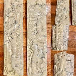 Vintage Pair of marble Plaques of Nymphs wall decor