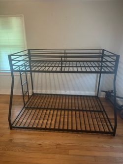 Black Metal Twin Over Full Bunk Bed Frame – Excellent Condition