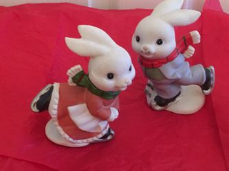Porcelain skating bunnies