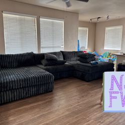 Gray Corduroy Sectional Couch 