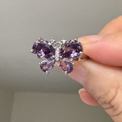 Size Adjustable Purple Butterfly Ring