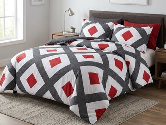 Geometric Pattern Duvet Set-Soft w/2 Pillowcases Queen