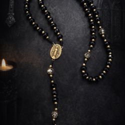 Black Onyx & Crystal Rosary