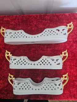 $45.00 - (3) Vtg Porcelain Flatware or Silverware Caddy! (3) Different Sizes! Like Bew!