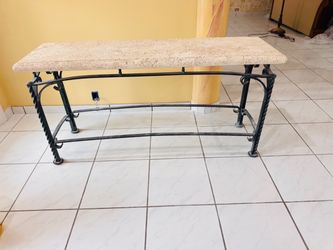 Wrought Iron Table with Stone Top