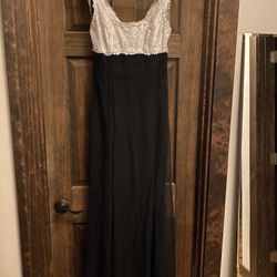 Long Lace Top Satin Bottom Evening Gown Size 7/8
