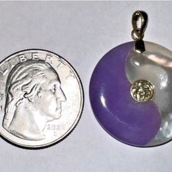 10k Gold Mother Of Pearl And Jade Pendant