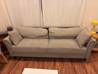 Gray Fabric Two-Seat Sofa with Cushions