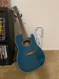 Jay Turser Acoustic-Electric Guitar — Teal Blue Cutaway