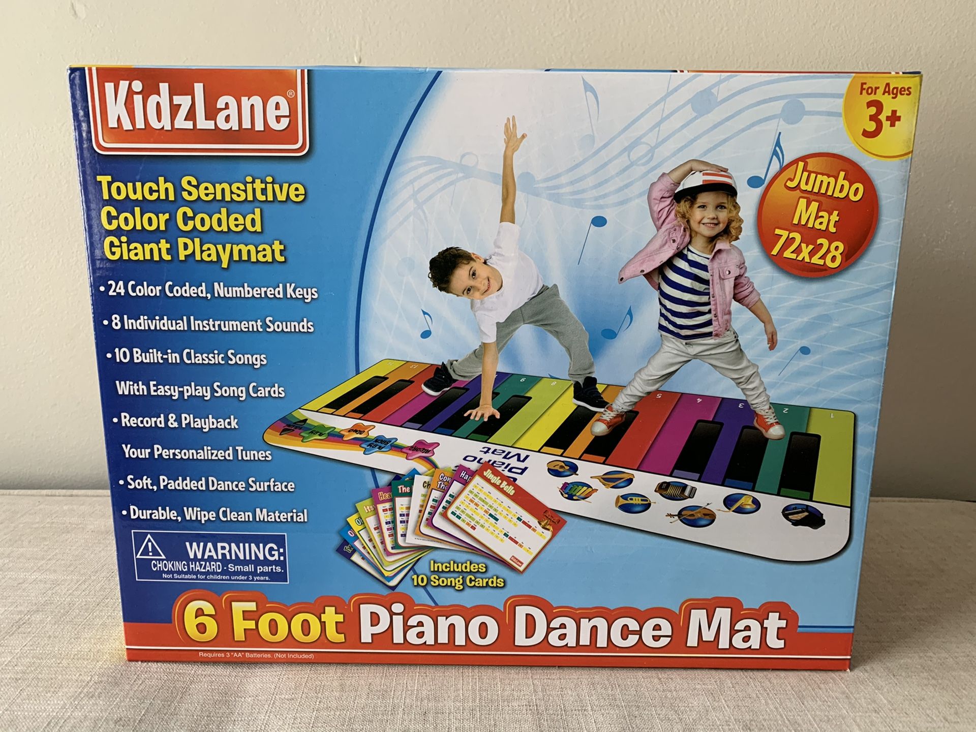 Kidzlane Floor Piano Mat: Jumbo 6 Foot Musical Keyboard Playmat for Toddlers and Kids