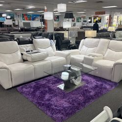 Gorgeous Power Reclining Sofa&loveseat Available In Grey $1799