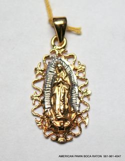 Virgin Mary 18K solid Gold Two Tone Pendant Pre-owned 