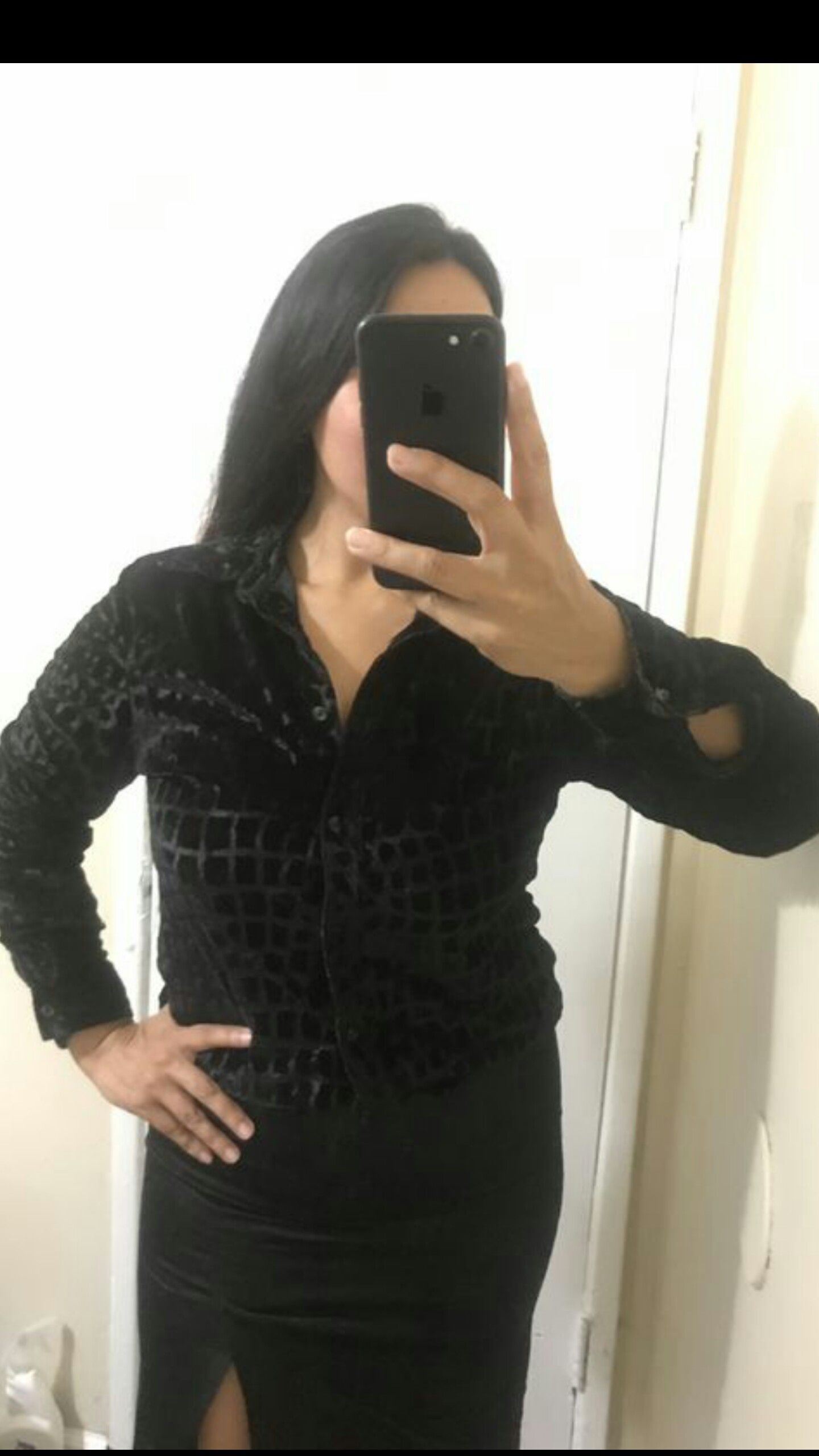 Black Long Sleeve Blouse/Blusa Manga Larga