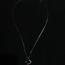 Sterling Silver Heart/CZ Necklace 
