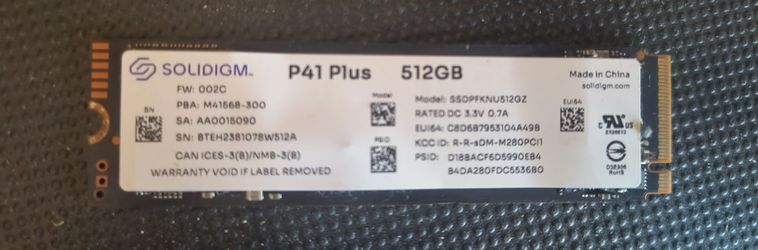 Memory SSD 512 and a battery