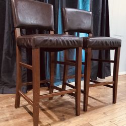 2 Tall Wooden Bar Stools 