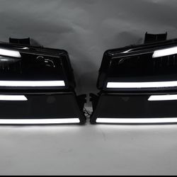 Chevy Silverado Avalanche LED Drl Headlamps Headlights Faros Focos Luces Micas 2003 To 2006