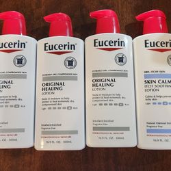 Brand New Bottles of Eucerin Original and Skin Calming Lotion 16.9 fl oz