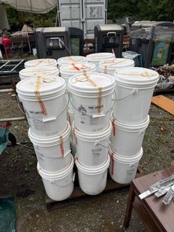 Sealed 5 gallon buckets of hand sanitizer