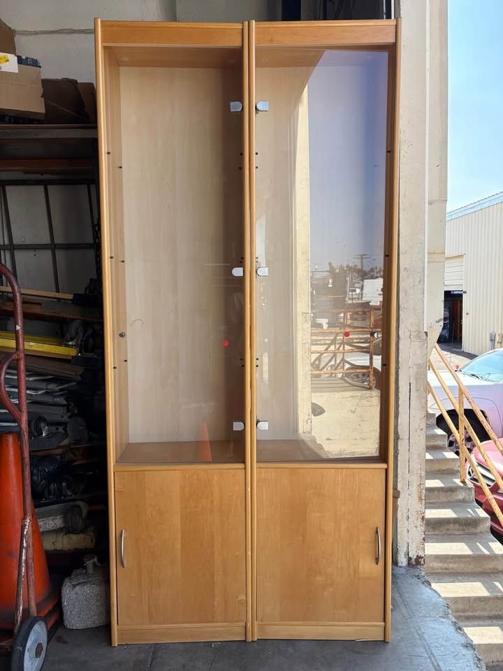 7’ Cabinet w/ Glass Shelves & Storage Space Below - Sold Separately