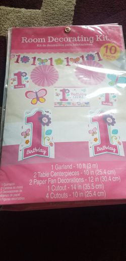 Girls First Birthday Flowers/Butterflies Party Decorations