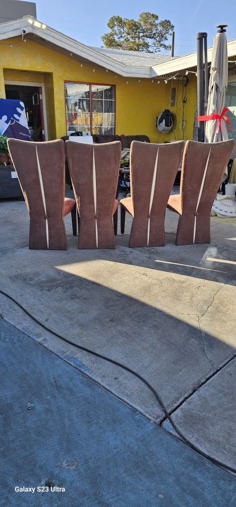 Vintage Dining Chairs 5th Ave Design High Back Set Of 4 Velvet Mid Century made in USA