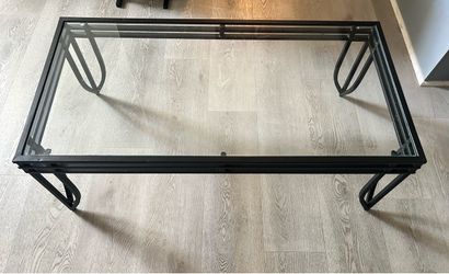 Modern Glass Coffee Table – Black Metal Frame – Great Condition