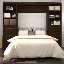 QUEEN Arlex Storage Murphy Platform Space-Saving Wall Bed, 2 Shelving with Drawers