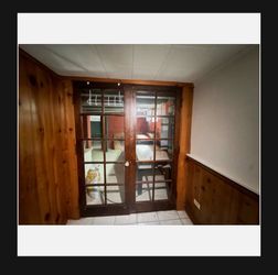 vintage Wood French Doors, 15-Lite Glass, Pair, ~60×80