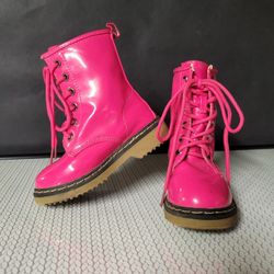 Pink Lace Up Girls Boots. Size 8 Excellent Condition. 