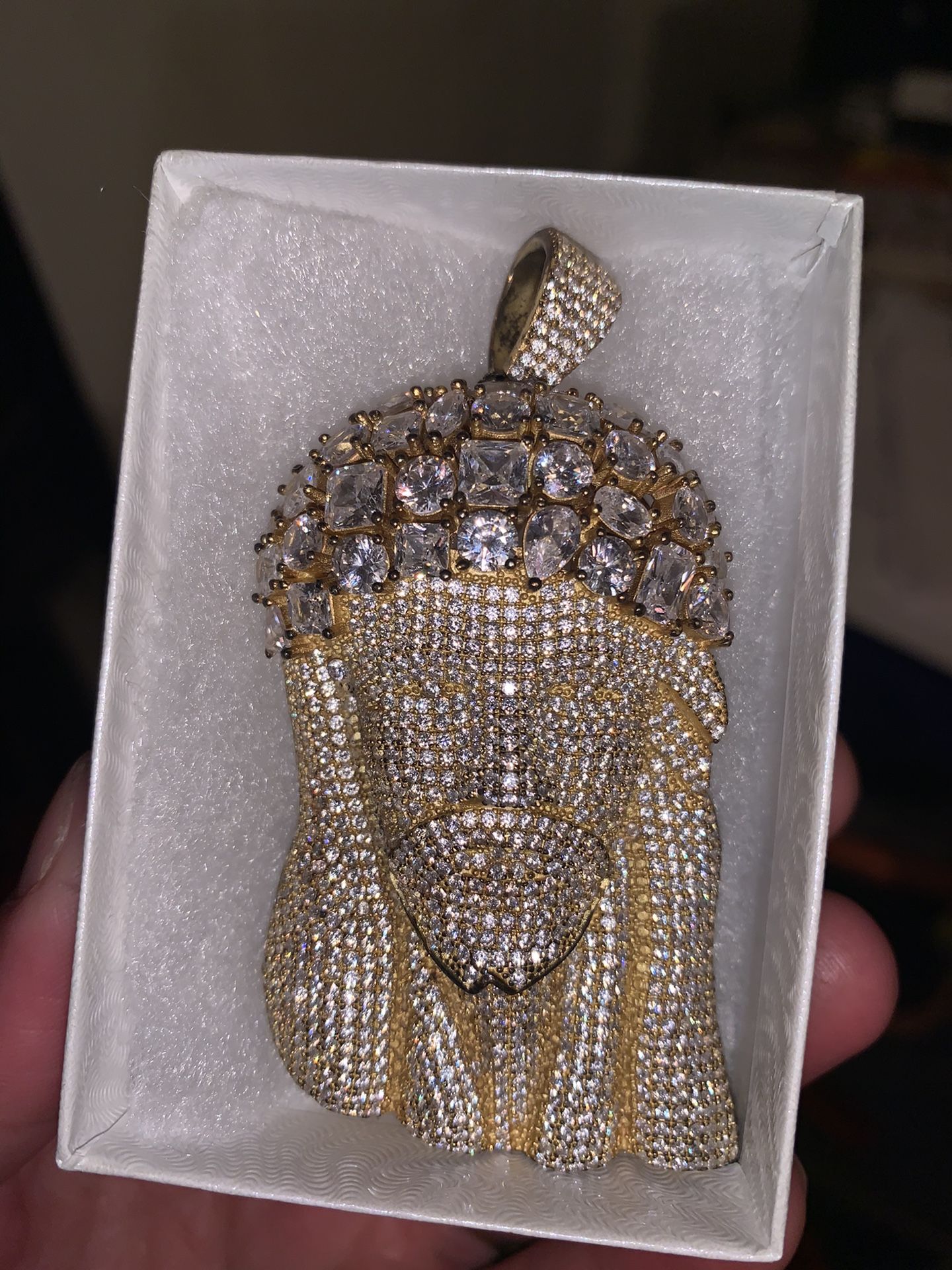 Lab Diamond Jesus Piece 925 Gold