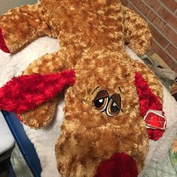 Large Stuffed Floppy Warred Brown And Red Dog 