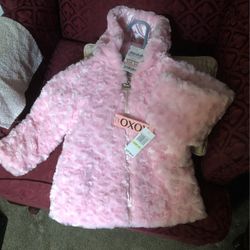 Pink  Fur Jacket  And Summer Dress March Doll Dress