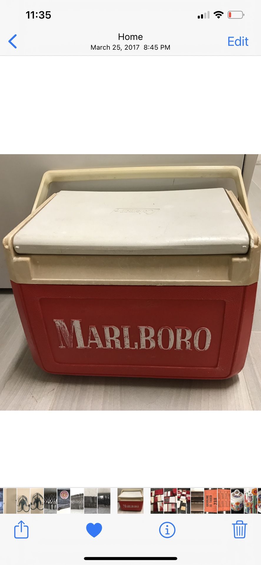 Collectible Coleman MARLBORO Plastic Small Cooler Ice Chest Lunch Holder