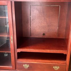Wooden TV Stand With Cabinet and Glass