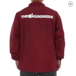 THE HUNDREDS BAR LOGO COACH JACKET STREETWEAR BURGUNDY / MAROON XL
