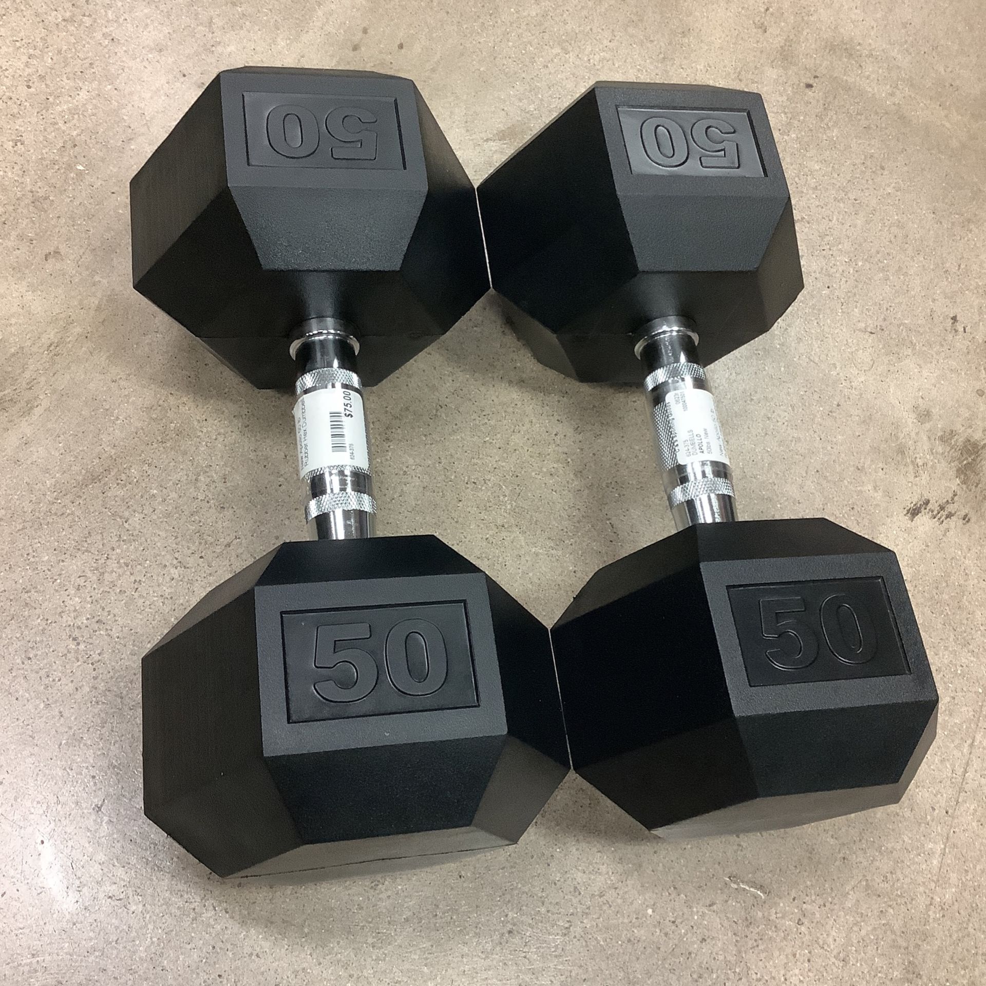 NEW Apollo Athletics 50 LB Rubber Hex Dumbbells 1.50 PER POUND for