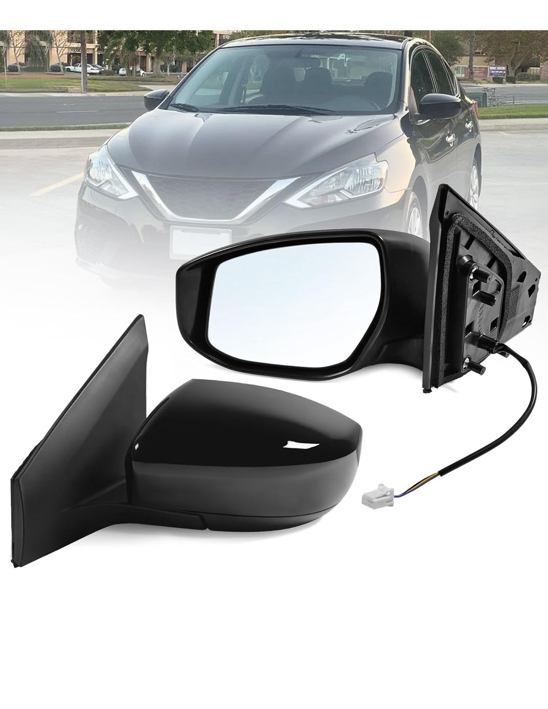 Left Driver Side Mirror Assembly Fits 2013-2019 with Power Glass Heated Manual Folding Match to White Replace NI1320262(5 Pins)