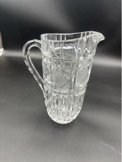 Gorgeous Vintage Clear Cut Glass Water Pitcher - Excellent Condition!