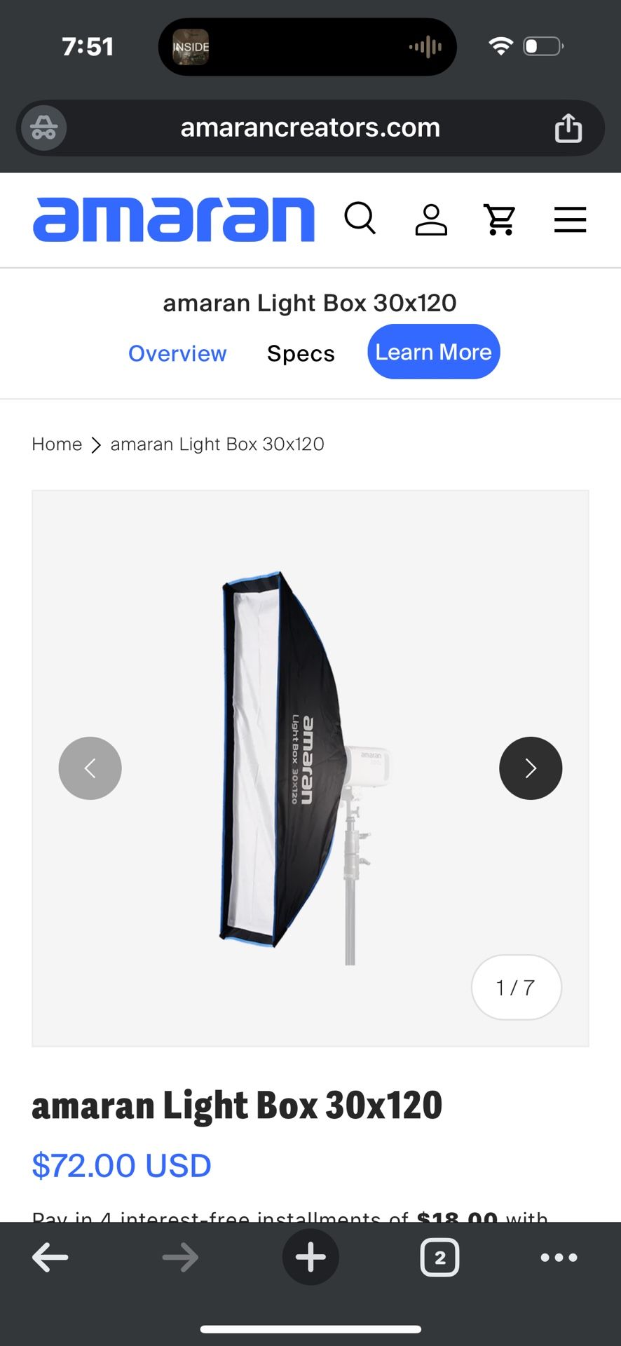 amaran light box strip box