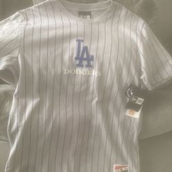 Sz.Medium, Grey w/ Blue Pinstripe Dodgers Jersey Tee