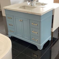 Beautiful 46” Vanity In Polar Blue Ready For Pickup